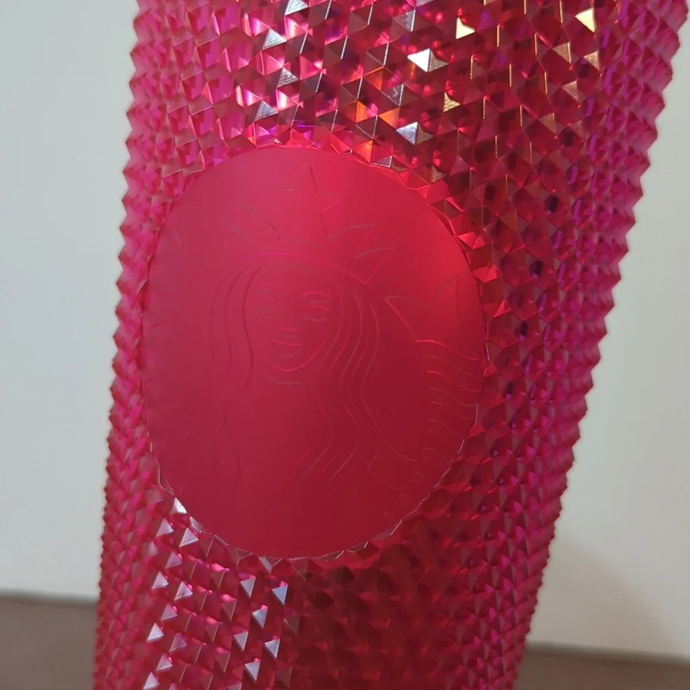2019 Starbucks Iridescent Hot Pink Studded Venti 24 Ounce Tumbler Holiday New